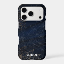 Funda de teléfono floral oscura con texto personal