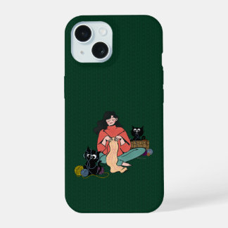 Funda de teléfono Mujer Acogedora Tejiendo con Gat