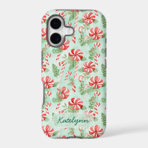 Funda de teléfono navideña de menta personalizada