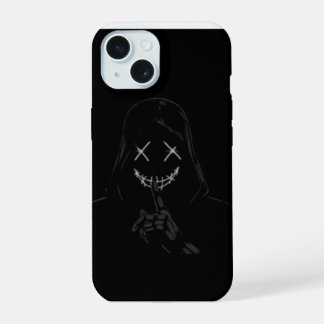 Funda de teléfono negra con cara de neón brillante