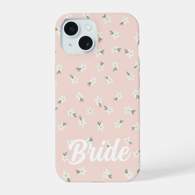 Funda de teléfono nupcial floral rosa personalizad (Reverso )