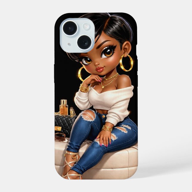 Funda de teléfono para chica negra de moda – Estét (Reverso )