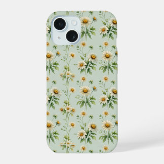 Funda de teléfono verde salvia vintage con margari