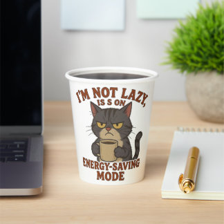 Funda de vaso de papel divertida del gato gruñón