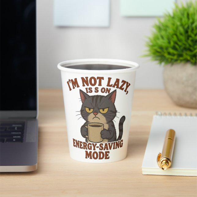 Funda de vaso de papel divertida del gato gruñón (in situ)
