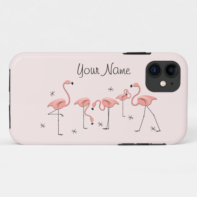 Funda del iPhone 11 del grupo rosa Flamingos (Reverso (horizontal))