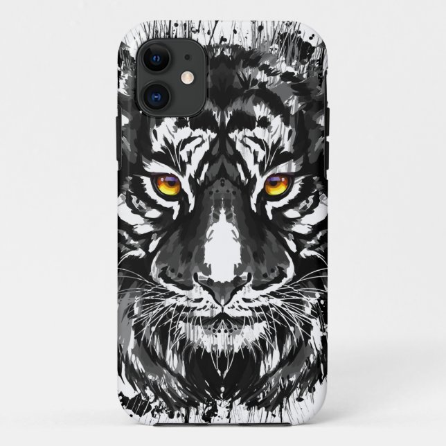 Funda del iPhone 11 del tigre | Tigre blanco y neg (Reverso)