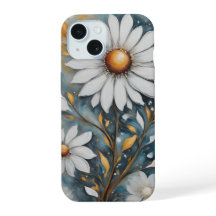 Funda del iPhone 15 de pintura de flores blancas