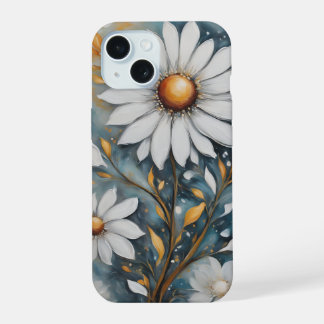 Funda del iPhone 15 de pintura de flores blancas
