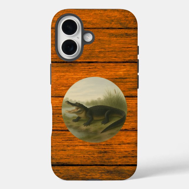 Funda del iPhone 16 de Alligator Wood Grain (Reverso )