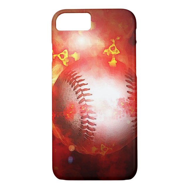 Funda del iPhone 7 del Béisbol con llamas (Reverso)