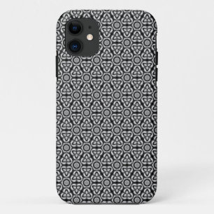 Funda del patrón de geometría plateado negro para