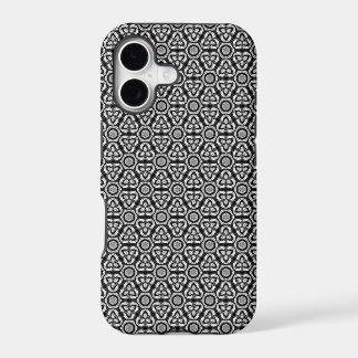 Funda del patrón de geometría plateado negro para