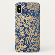 Funda del patrón manala azul y dorado