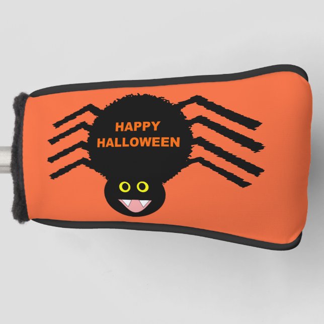 Funda del putter de golf Halloween Black Spider (Anverso)