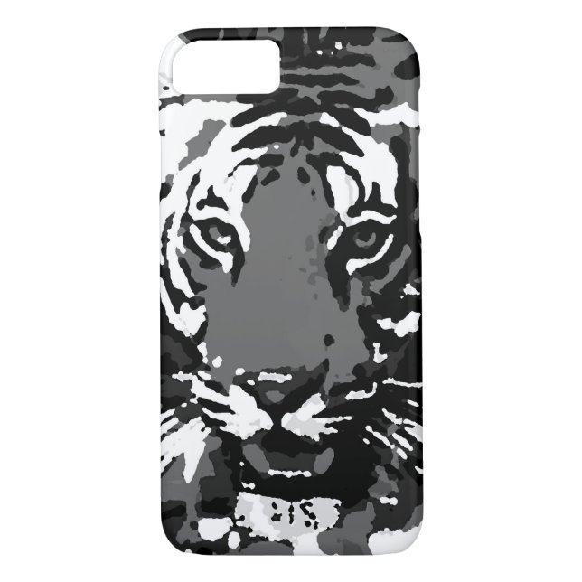 Funda del tigre de arte pop blanco negro para iPho (Reverso)