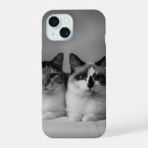 Funda delgada para iPhone 15 con retrato de gato p