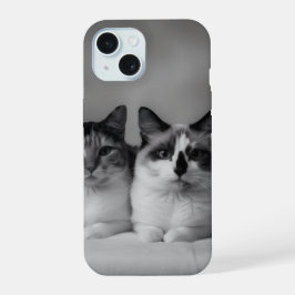 Funda delgada para iPhone 15 con retrato de gato p