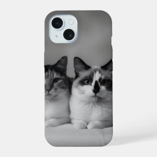 Funda delgada para iPhone 15 con retrato de gato p