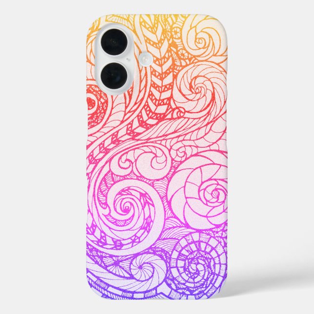 Funda delgado del iPhone 16 con Doodle arcoiris (Reverso )