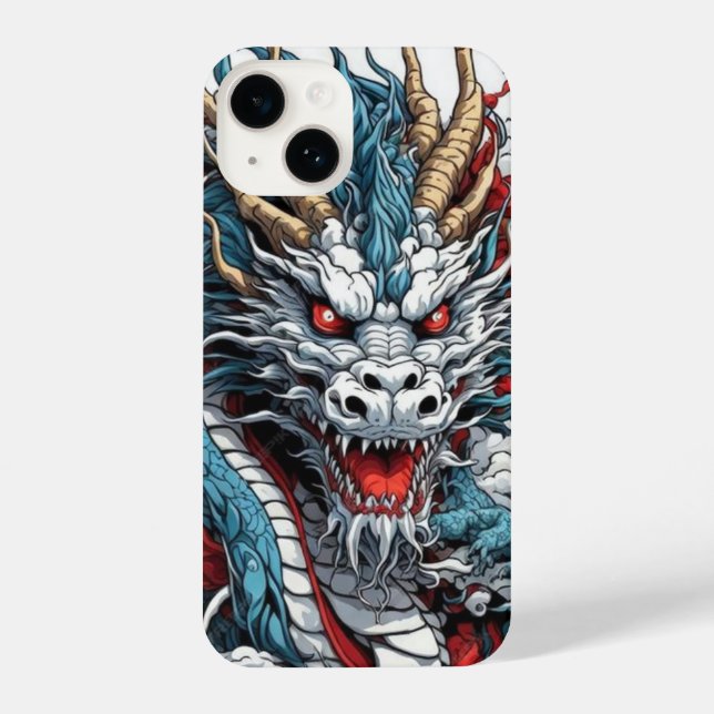 Funda delgado para el iPhone del dragón japonés 14 (Reverso )