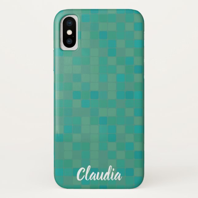 Funda delgado para iPhone de mosaico verde (Reverso)