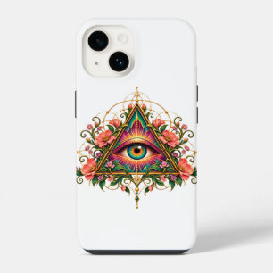 Funda dura para iPhone 14 con mosaico floral de oj