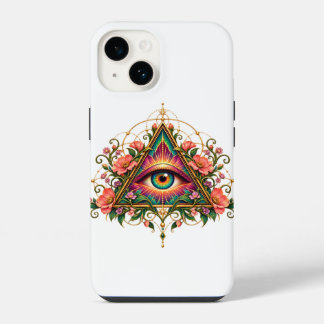 Funda dura para iPhone 14 con mosaico floral de oj
