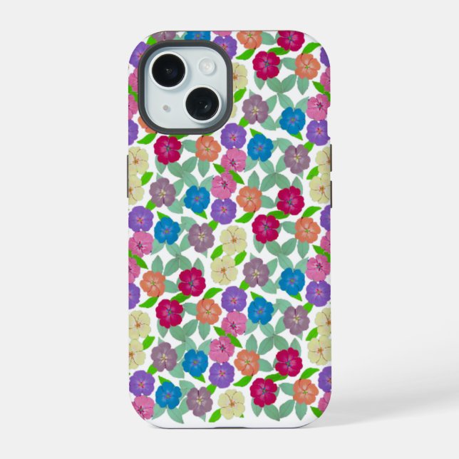 Funda dura para IPhone 15 con flores de geranio (Reverso )