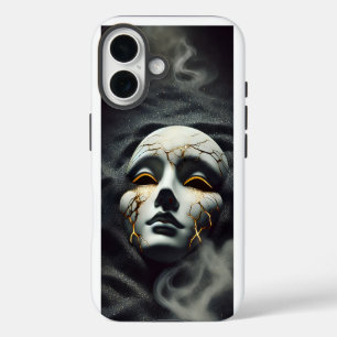 Funda dura para iPhone 16 con máscara de porcelana
