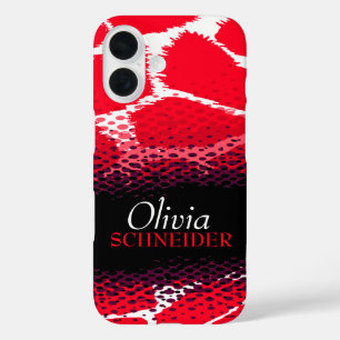 Funda duro de iphone con huella digital negra roja