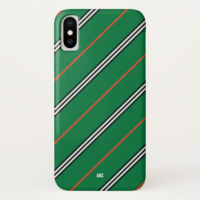 Funda ejecutivo iPhone X Green Striped Monogramado (Reverso)