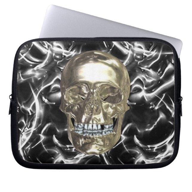 Funda eléctrica cromada para portátiles Skull (Frente)