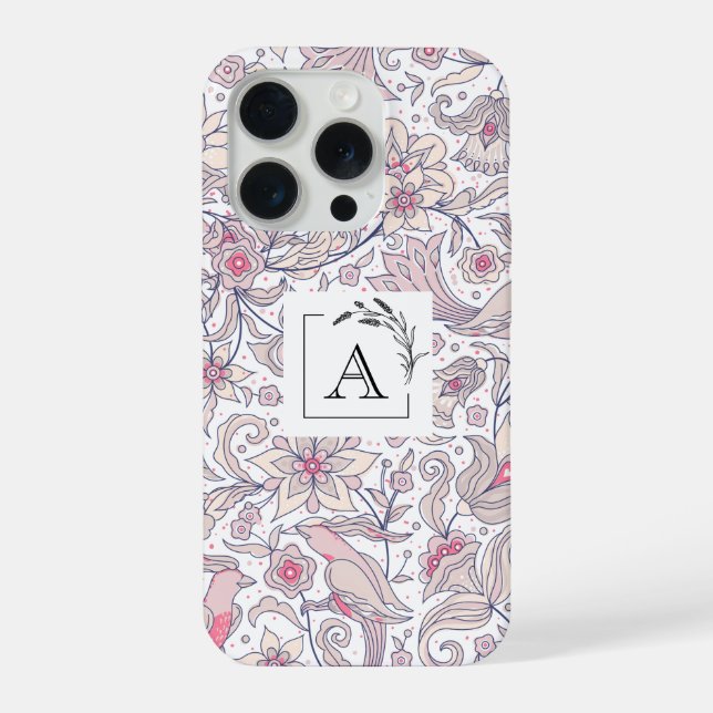 Funda elegante floral para iPhone 15 Pro para ella (Reverso )
