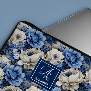 Funda elegante para portátil con flores de marfil