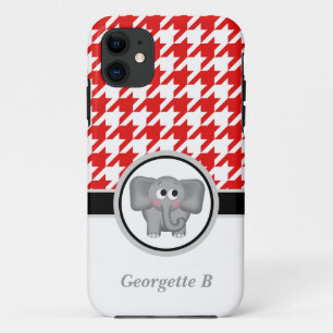 Funda Elephant Red & White Houndstoth para iPhone