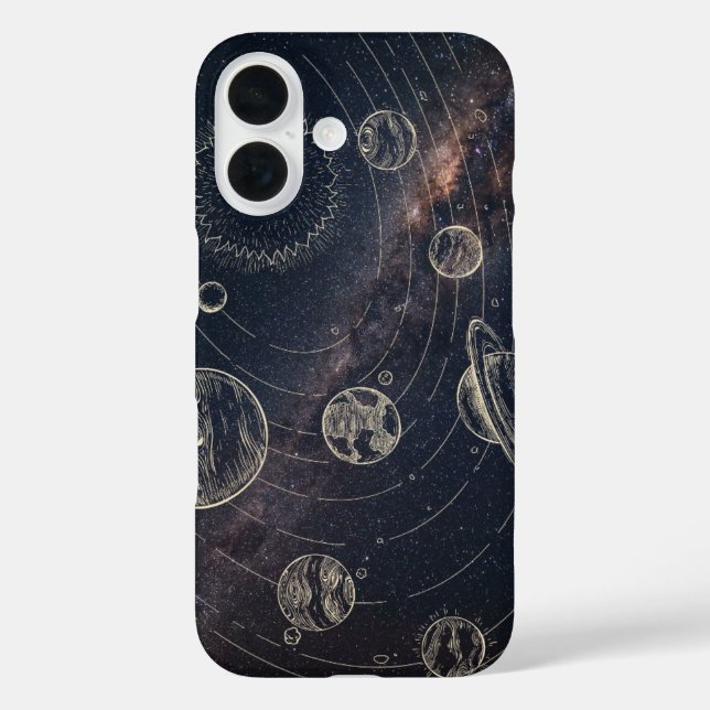 Funda espacial para iPhone 16 – Arte de planetas y (Reverso )
