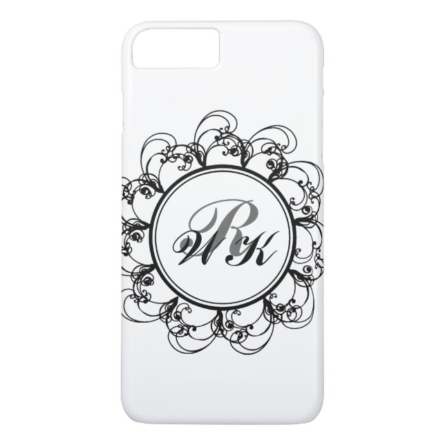Funda Floral Monograma iPhone 7 en blanco (Reverso)