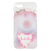 Funda Gem Crystal Clear De Agate Rosa Personalizad
