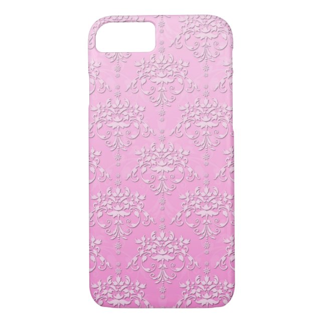Funda Girly Pink Floral Damask iPhone 7 (Reverso)
