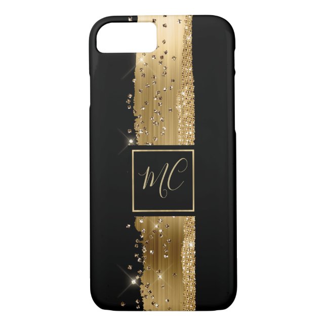 Funda Glam Gold y Black Monogrammed iPhone 8 (Reverso)