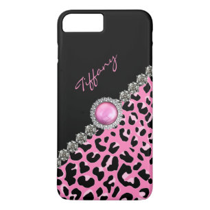 Funda Glitzzy Pink Jaguar Print iPhone 7 Plus