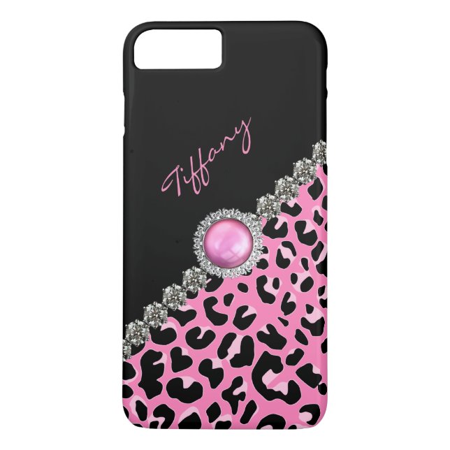 Funda Glitzzy Pink Jaguar Print iPhone 7 Plus (Reverso)
