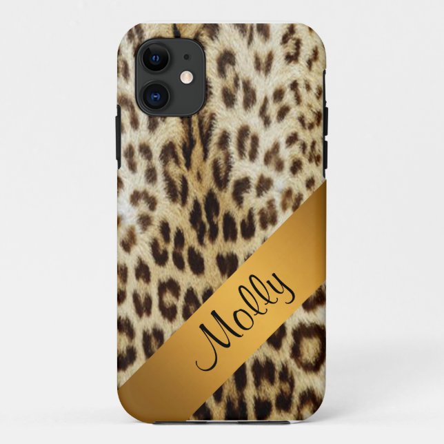 Funda Gold de iPhone 5 Leopard Monogram (Reverso)