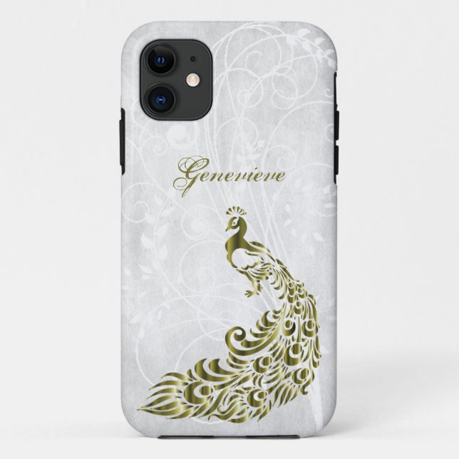Funda Gold Peacock Personalizado para iPhone 11 (Reverso)
