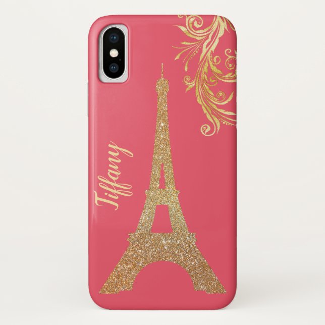 Funda Golden Eiffel Tower Personalizado iPhone X (Reverso)