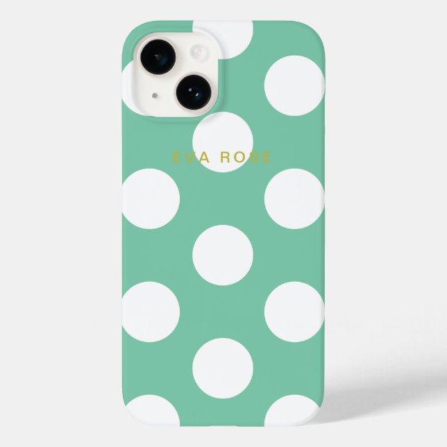Funda Green Big Polka Dots iPhone 7+ (Reverso )