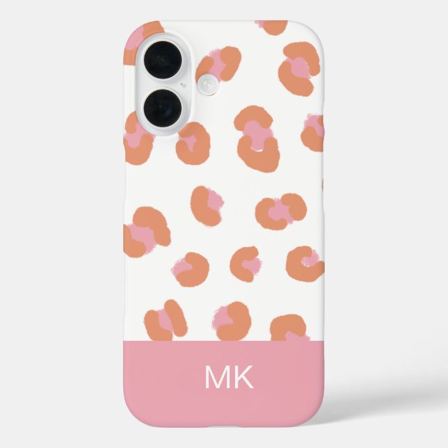 Funda inicial para iPhone 16 Trendy Leopard Monogr (Reverso )
