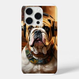 funda iPhone 15 Pro con diseño de Bulldog negrita