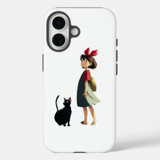 FUNDA iPhone 16 소녀와 고양이 핸드폰 